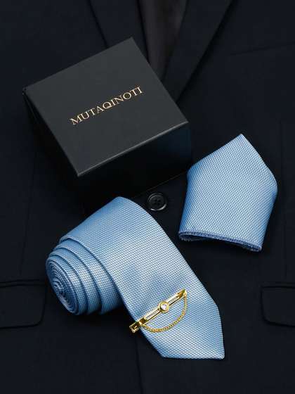MUTAQINOTI Men Printed
                    Silk Blend Necktie Accessory Gift Set
