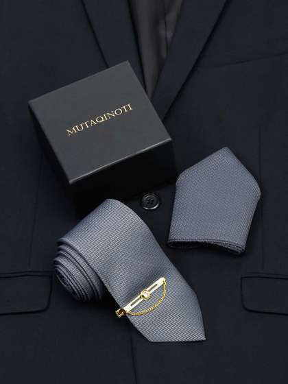 MUTAQINOTI Men Silk
                    Necktie Accessory Gift Set