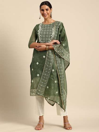 Sangria Kurta With Trousers & Dupatta