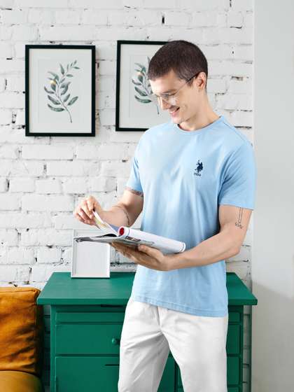 U.S. Polo Assn. Men
                      Embroidered Logo Pure Cotton Lightweight Lounge
                      T-shirt