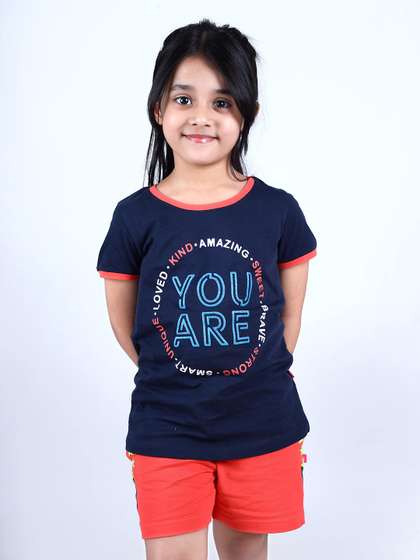 3PIN Girls Printed
                        Pure Cotton T-shirt with Shorts