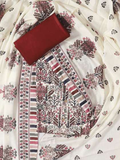 SALWAR STUDIO Embroidered Pure Cotton Unstitched Dress Material