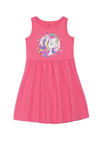 Wear Your Mind Girls
                    Unicorn Printed Fit and Flare Dress