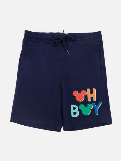 YK Disney Boys
                    Typography Printed Mid-Rise Outdoor Shorts