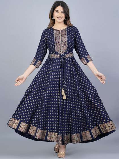 KALINI Ethnic Motifs
                        Printed Fit And Flare Ethnic Dress