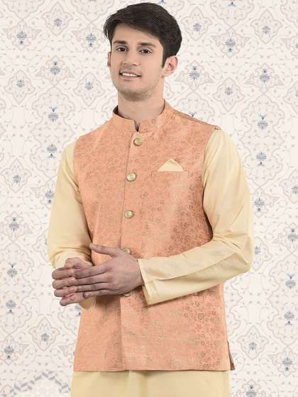 Ode by House of Pataudi Woven Design Nehru Jacket