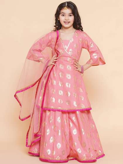 Bitiya by Bhama Girls
                    Foil Printed V-Neck Lehenga & Blouse With
                    Dupatta