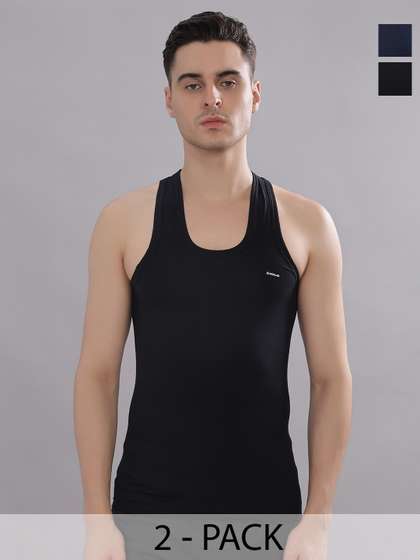 Dollar Bigboss Men
                        Solid Pack of 2 Combed Cotton Casual Vest