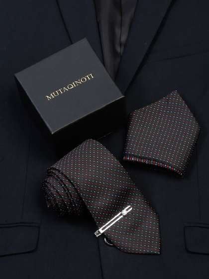 MUTAQINOTI Men Silk
                    Necktie Accessory Gift Set