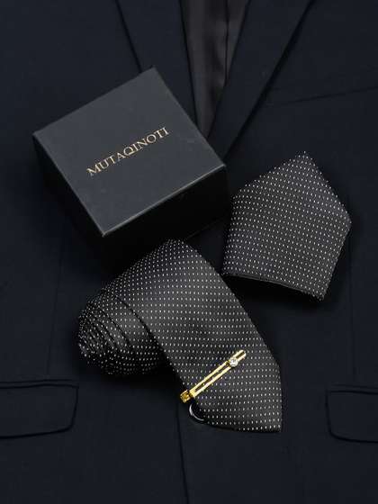 MUTAQINOTI Men Polka
                    Silk Necktie Accessory Gift Set