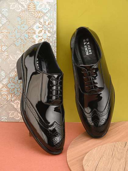 HERE&NOW Men
                        Black Perforated Formal Brogues