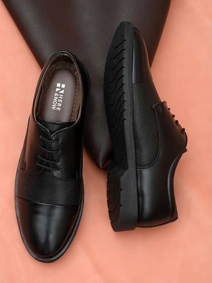 HERE&NOW Men
                        Black Textured Formal Derbys