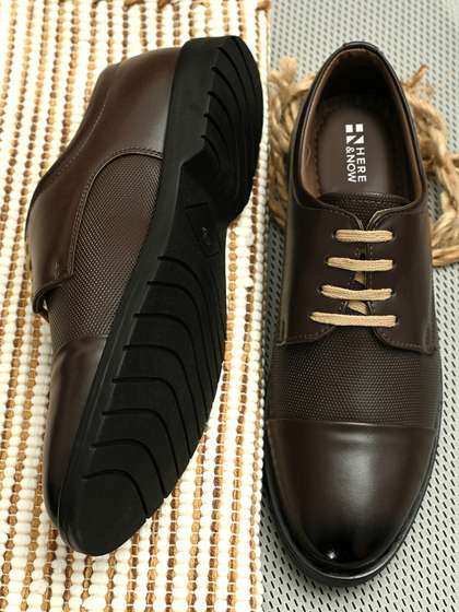 HERE&NOW Men
                        Brown Textured Formal Derbys
