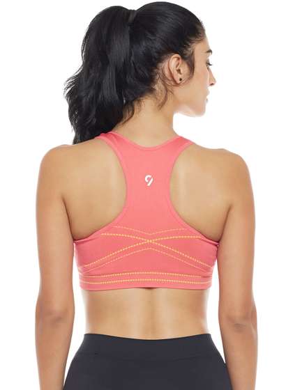 C9 AIRWEAR Seamless
                        Women Pink Printed Non-Wired Lightly Padded
                        Racerback Sports Bra