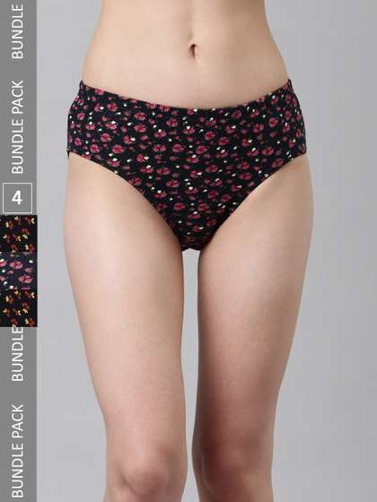 DIXCY SCOTT Slimz
                        Pack Of 4 Assorted Printed Cotton Hipster
                        Briefs