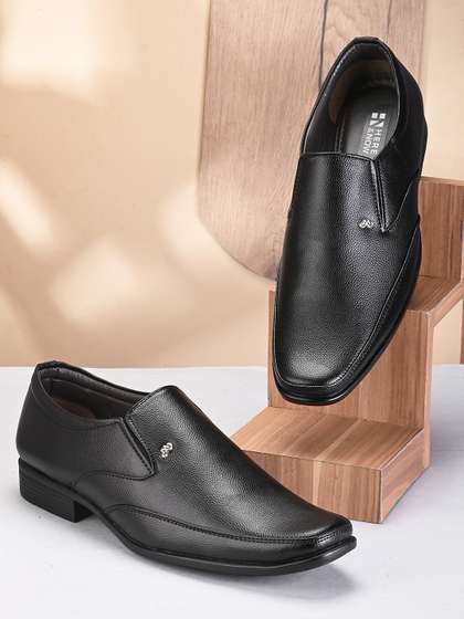 HERE&NOW Men
                        Black Textured Formal Slip-On Shoes