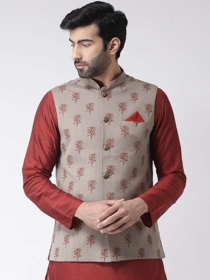 KISAH Floral Printed Nehru Jacket