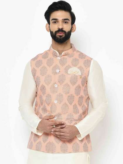 KISAH Woven Design Nehru Jacket