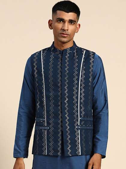 KISAH Woven Design Nehru Jacket