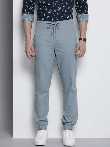The Indian Garage Co Solid Cotton Joggers Trousers