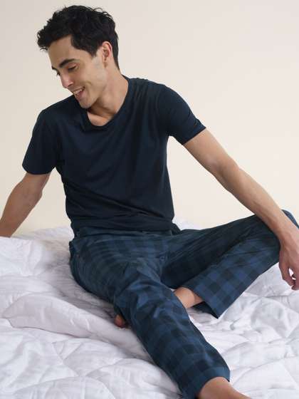 DAMENSCH Men Printed
                        Stretch Tapered Cotton Lounge Pants