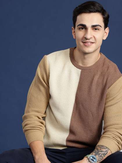 Mast & Harbour Colourblocked Acrylic Pullover