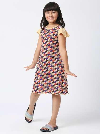 SINI MINI Girls Abstract
                    Printed Pure Cotton Nightdress