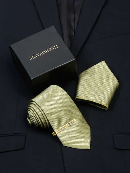 MUTAQINOTI Men Silk
                      Necktie Accessory Gift Set