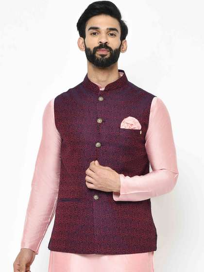 KISAH Woven Design Nehru Jacket