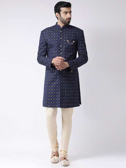 KISAH Men Printed
                        Mandarin Collar Long Sleeves Indowestern
                        Sherwani Set