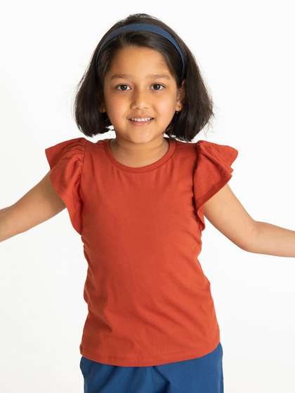 Campana Girls Flutter
                    Sleeves Pure Cotton Top