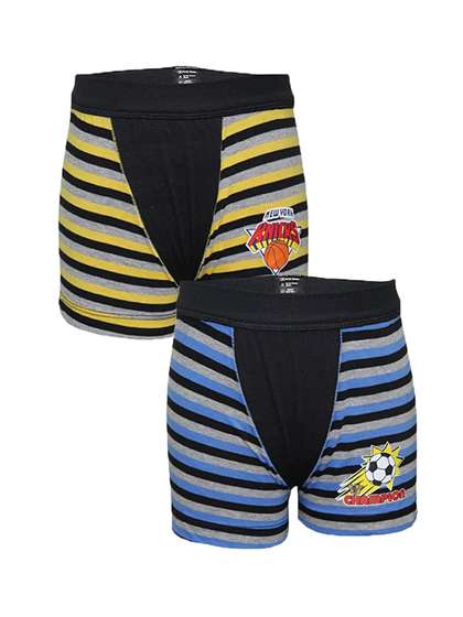 Bodycare Boys Pack Of 2
                    Assorted Striped Pure Cotton Trunks