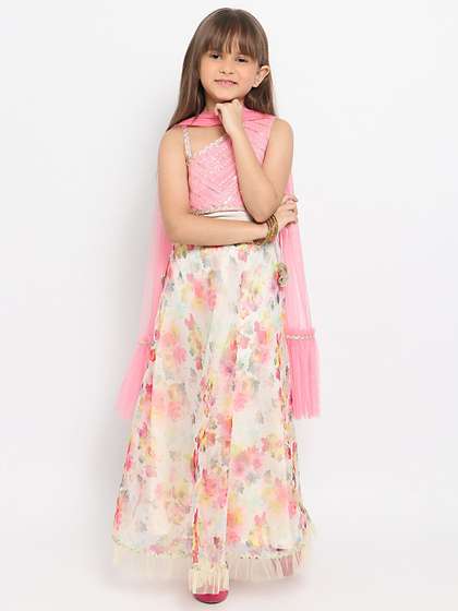 Nauti Nati Girls
                        Embellished Sequinned Ready to Wear Lehenga
                        & Blouse With Dupatta