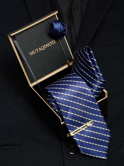 MUTAQINOTI Men Silk
                    Blend Necktie Accessory Gift Set