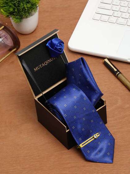 MUTAQINOTI Men Printed
                    Formal Accessory Gift set