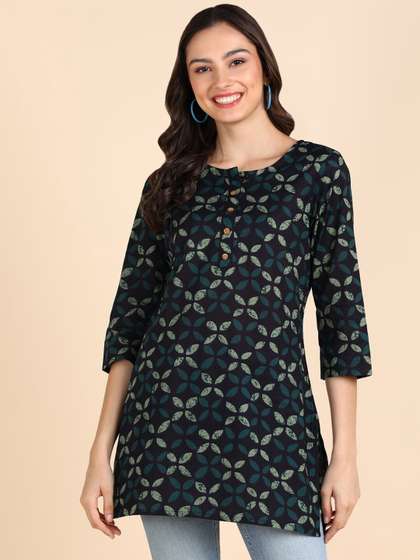 VEDANA Floral Printed Round Neck Pure Cotton Kurti