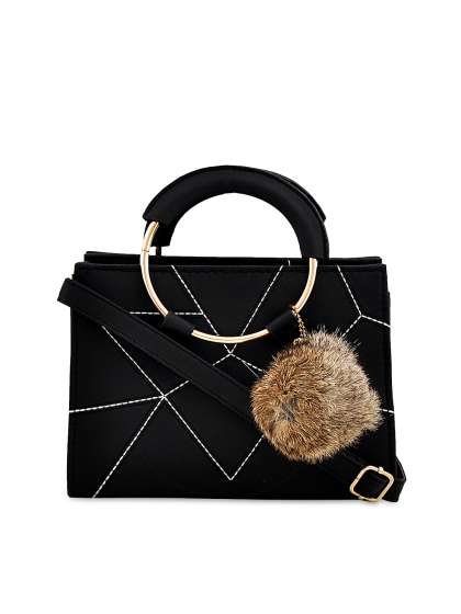 Handbags For Women Leather Designer Mark Keith Black Solid Handheld Bag