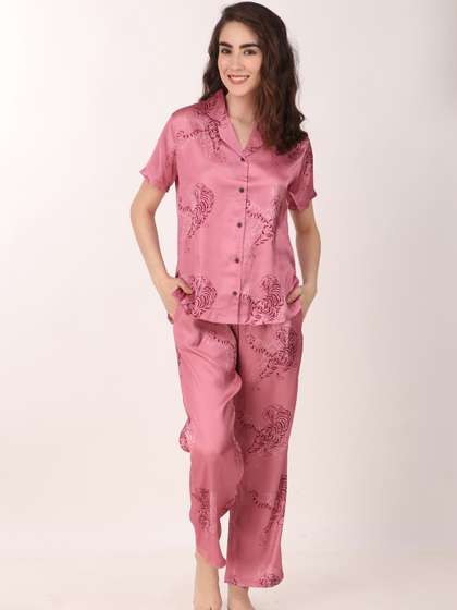 Masha Conversational
                        Printed Satin Night Suit
