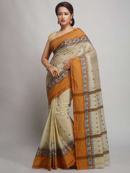 WoodenTant Ethnic
                        Motif Pure Cotton Taant Saree