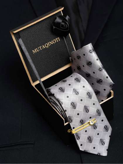 MUTAQINOTI Men Silk
                      Blend Necktie Accessory Gift Set