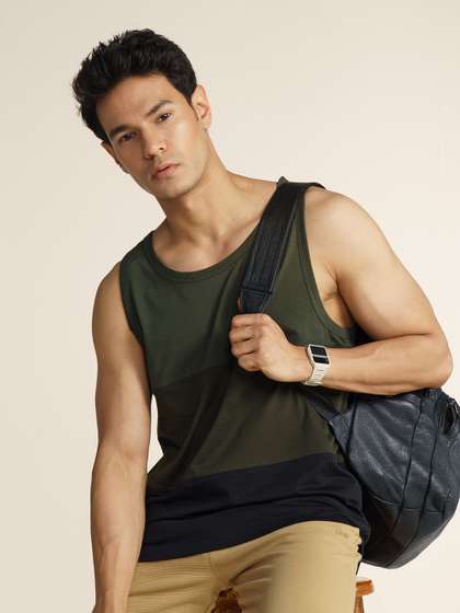 DAMENSCH Colourblocked Cotton Blend Tank T-shirt