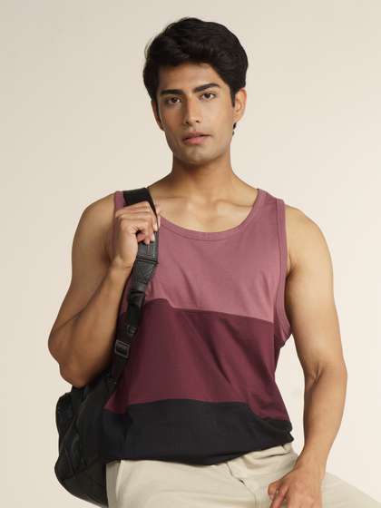 DAMENSCH Men Colourblocked Cotton Tank T-shirt