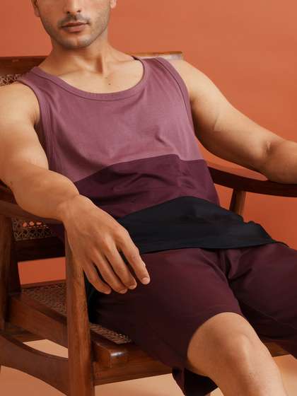 DAMENSCH Men
                        Colourblocked Cotton Tank T-shirt