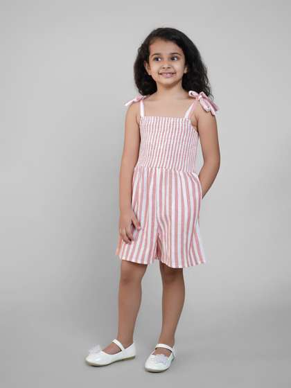 Biglilpeople Girls
                    Cotton Linen Striped Jumpsuit