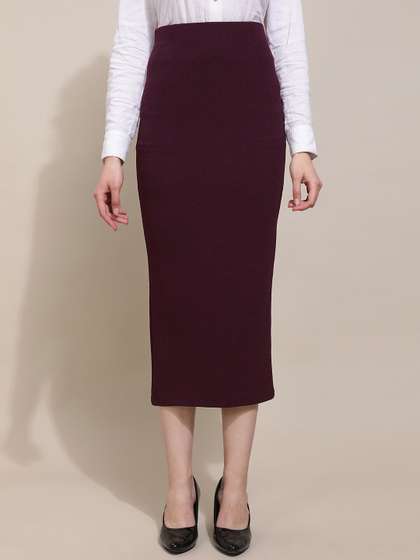 Purple Feather Pencil Maxi Skirts