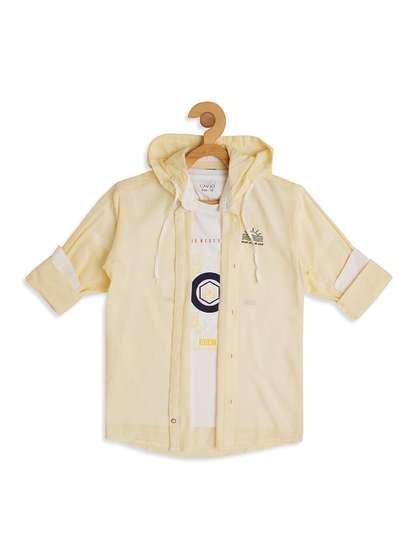 CAVIO Boys Hooded Long
                      Sleeves Cotton Casual Shirt & T-Shirt