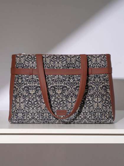 ZOUK Ethnic Motifs Printed Structured Tote Bag