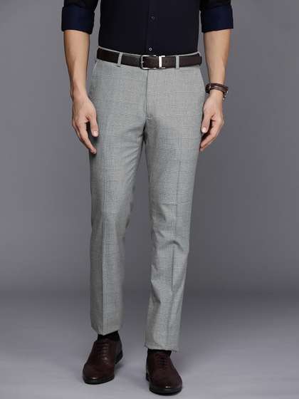 Raymond Men
                          Checked Flat Front Slim Fit Formal Trousers