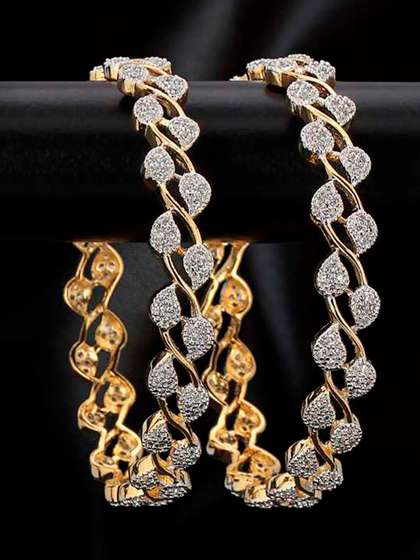 YouBella Set of 2
                      Silver-Toned & Gold-Toned Stone-Studded
                      Bangles