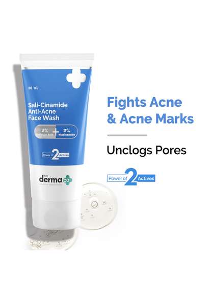 The Derma co.
                    Sali-Cinamide Anti-Acne Face Wash with Salicylic
                    Acid & Niacinamide - 80 ml